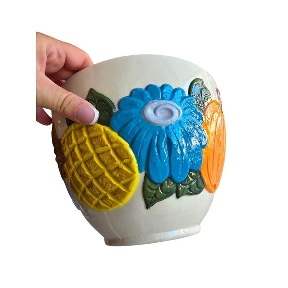 Colorful Ceramic Bowl With 3D Fruit & Floral Design - Picture 8 of 13